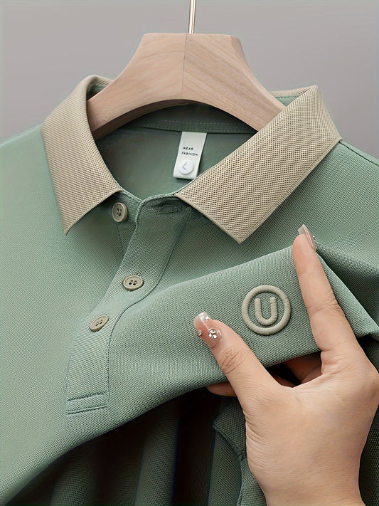 Paul - Casual Polo Shirt with Embroidered Design and Button Lapel for Men