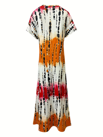 Lea - Tie Dye V-Neck Dress for Women