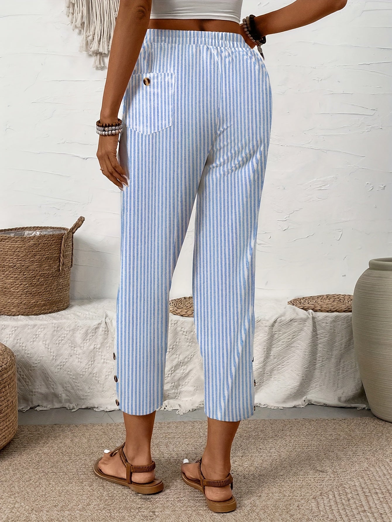 Giselle - Elegant Striped Straight-Leg Pants for Women