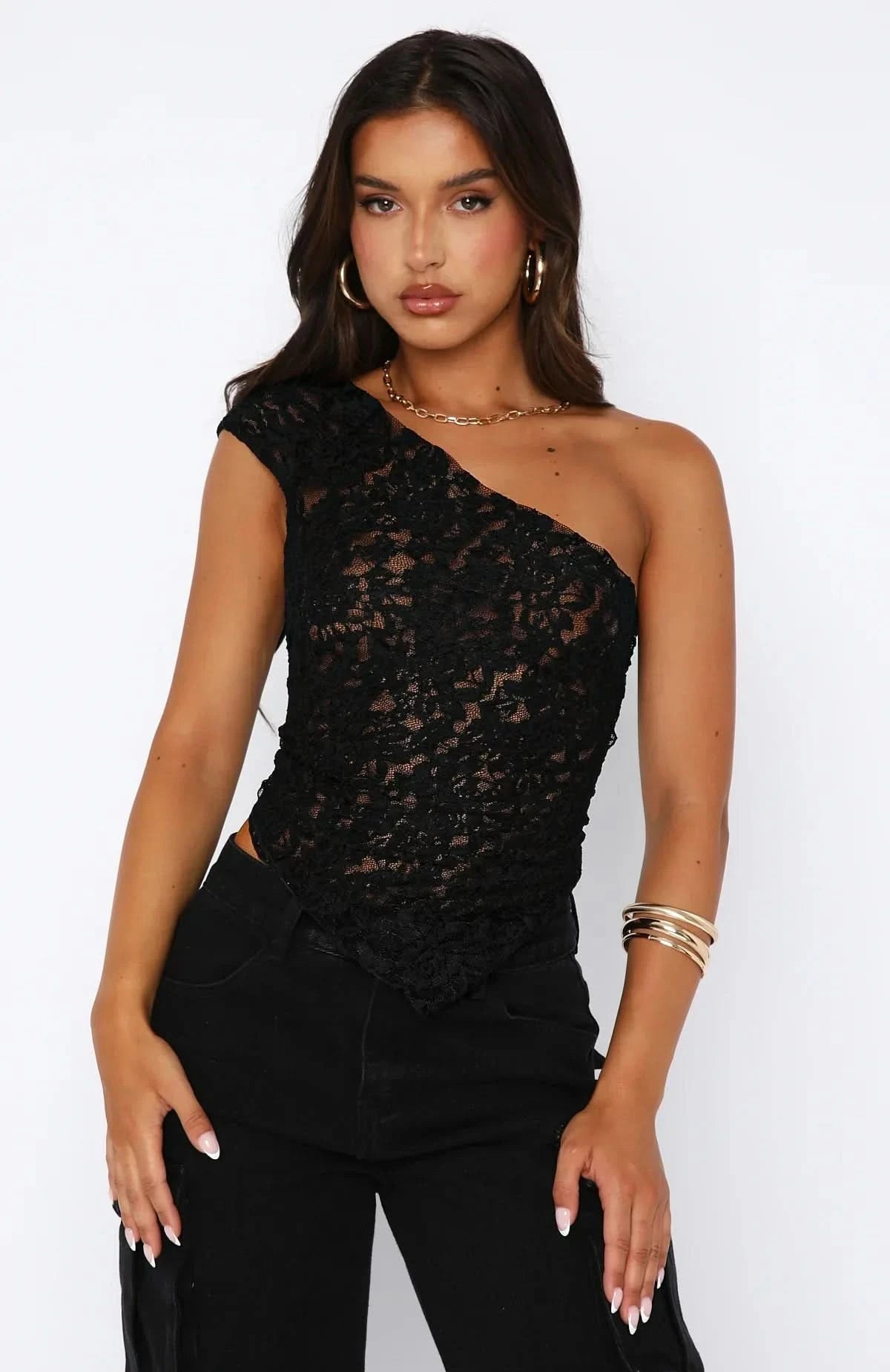 Levi -Women's One shoulder Lace Top