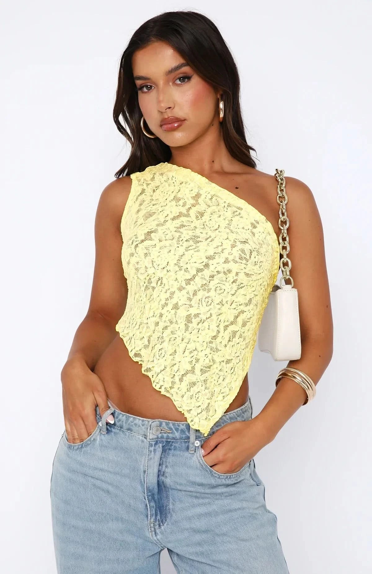 Levi -Women's One shoulder Lace Top