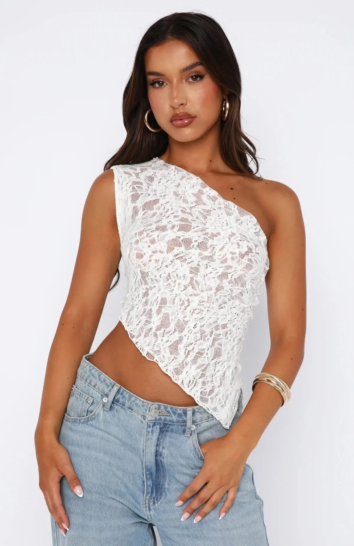 Levi -Women's One shoulder Lace Top