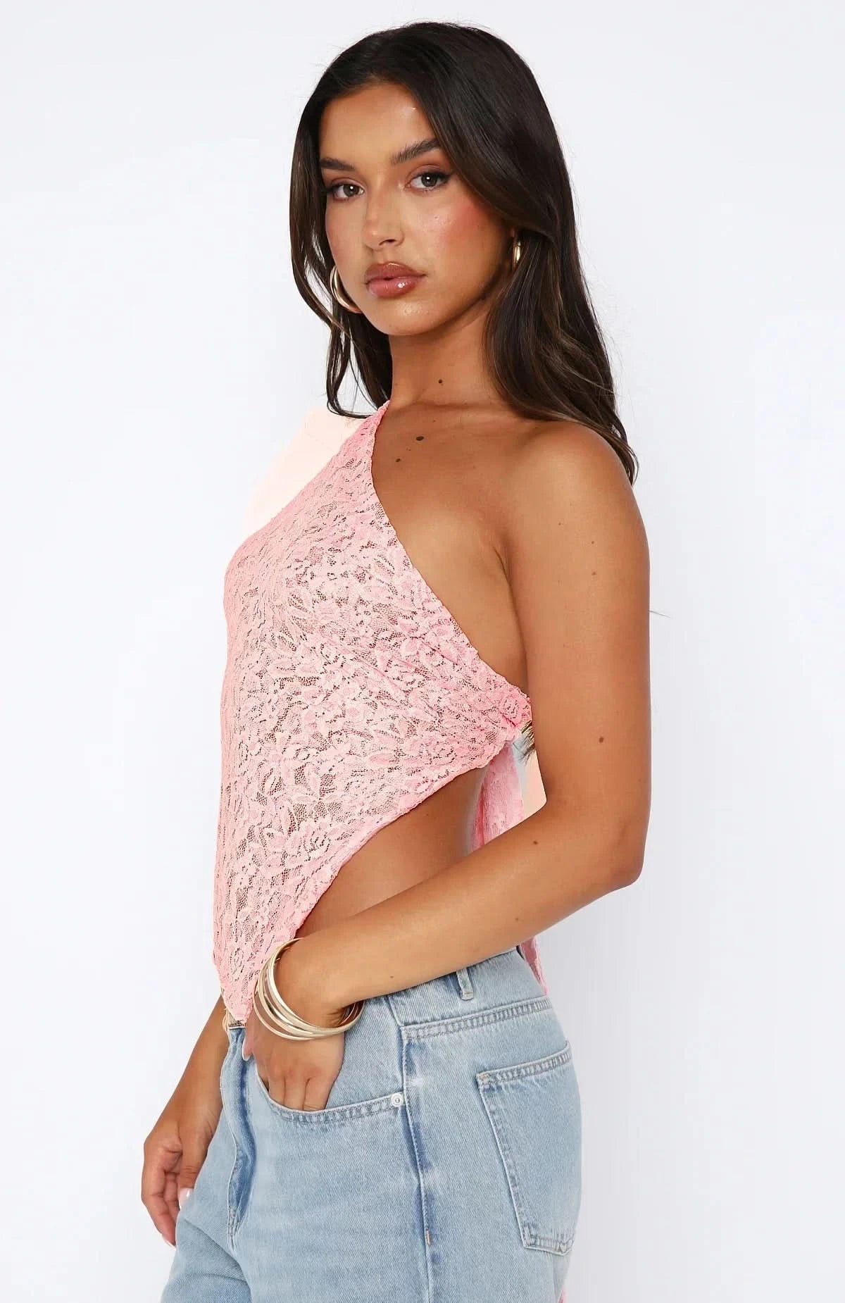 Levi -Women's One shoulder Lace Top