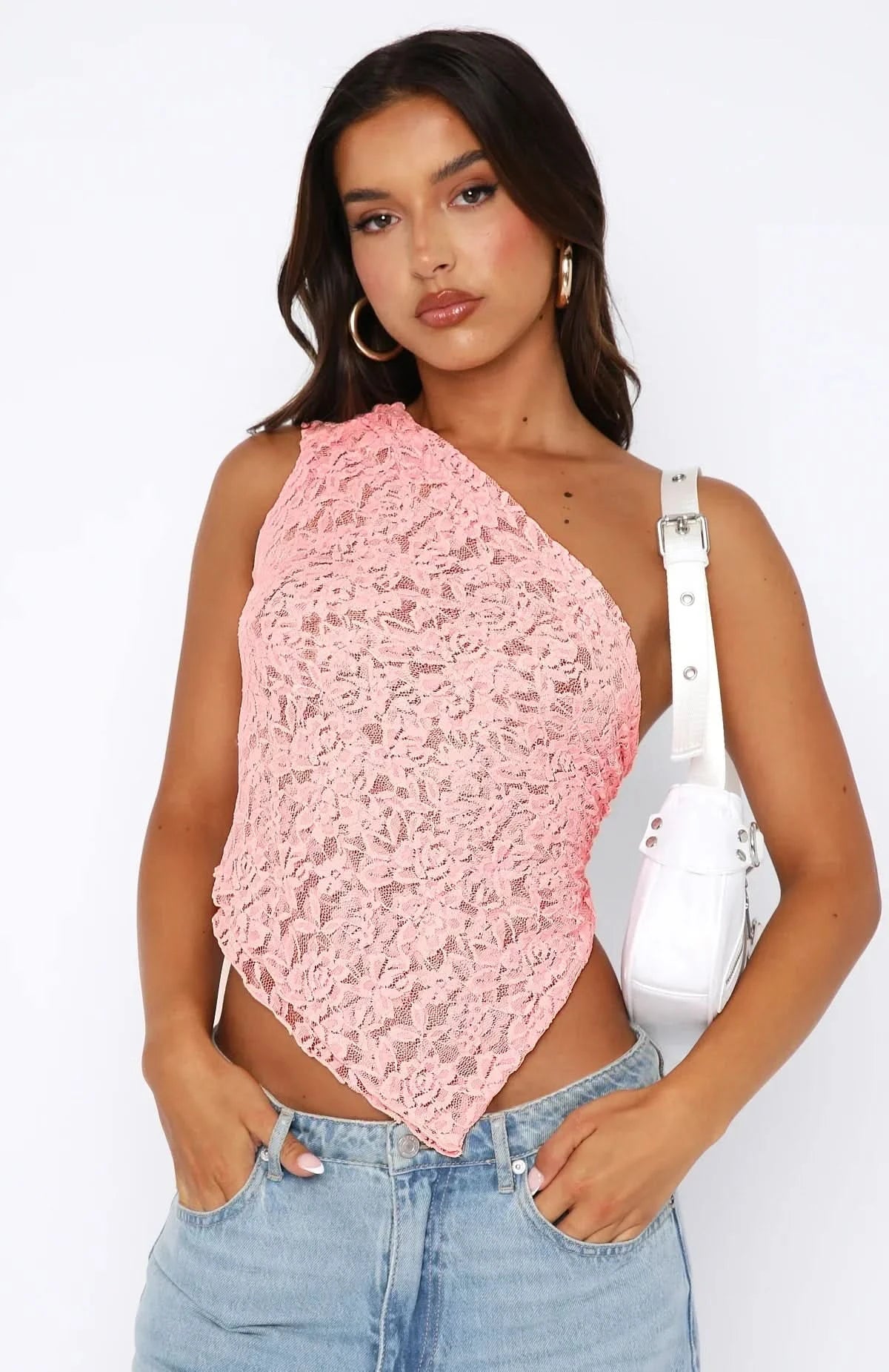 Levi -Women's One shoulder Lace Top