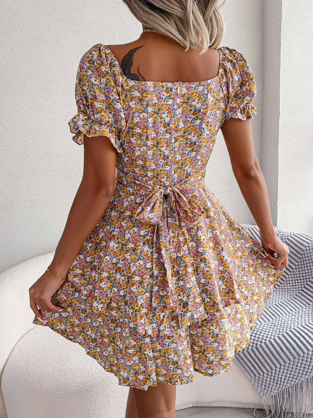 Jade – Floral Print Summer Dress with Ruffles