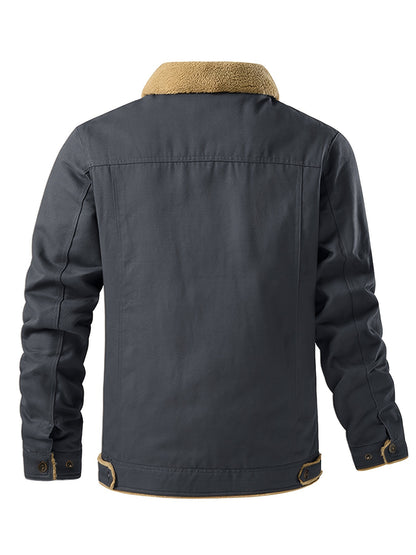 Christopher - Casual Warm Fleece Jacket with Flap Pocket and Button Up for Men