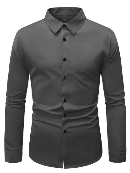 Blake - Long Sleeve Shirt with Button Up and Lapel Collar for Men