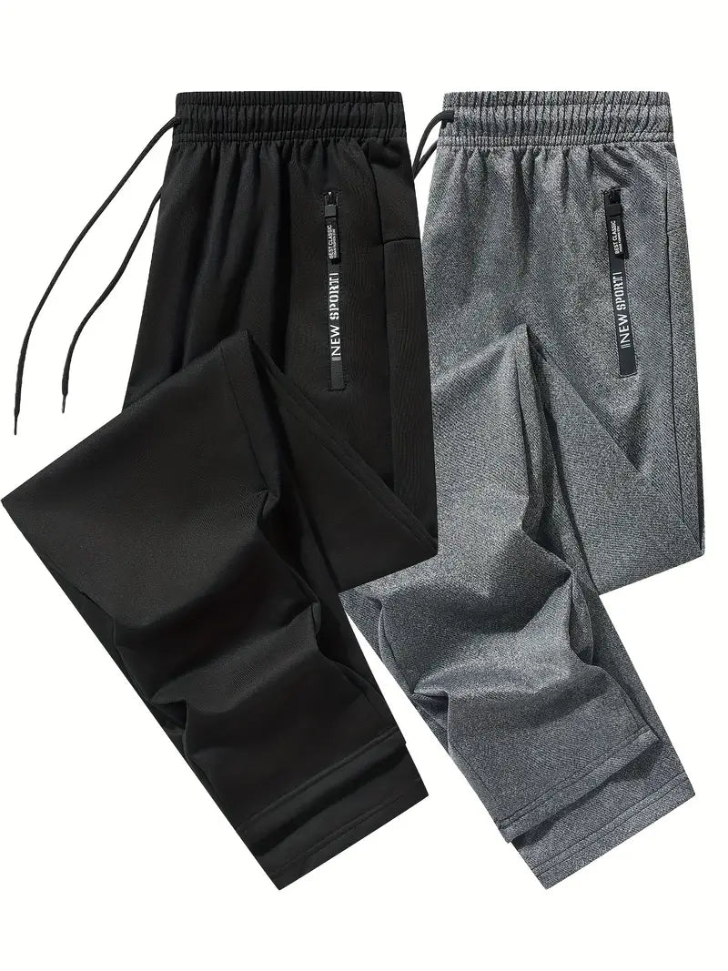 Isaac - 2pcs Set Regular Fit Cuffed Sweatpants with Zippered Pockets and Drawstring for Men