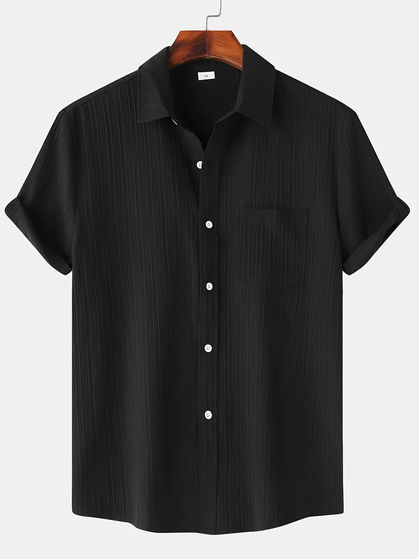 Ramsie - Casual Textured Shirt with Button Up and Chest Pocket for Men