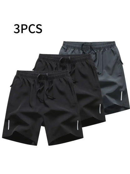 Nicolas - 3 Pieces Active Shorts with Drawstring Shorts and Zipper Pockets for Men