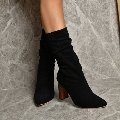 Katie – Suede High Block Heel Boots