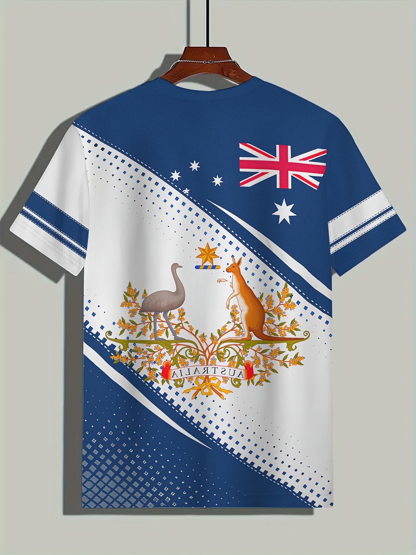 Charles - Casual T-Shirt with Flag & Kangaroos Graphic Print for Men