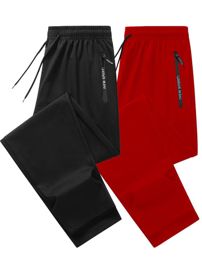 Isaac - 2pcs Set Regular Fit Cuffed Sweatpants with Zippered Pockets and Drawstring for Men