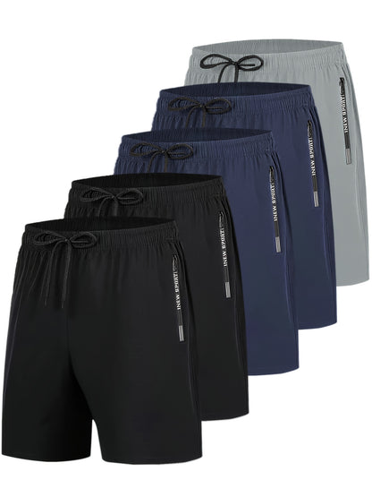 Marvin - 5pcs Set Sports Shorts with Quick Dry and Zippered Pockets for Men