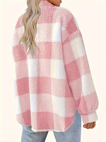 Matilda - Plaid Pattern Button Front Jacket for Women