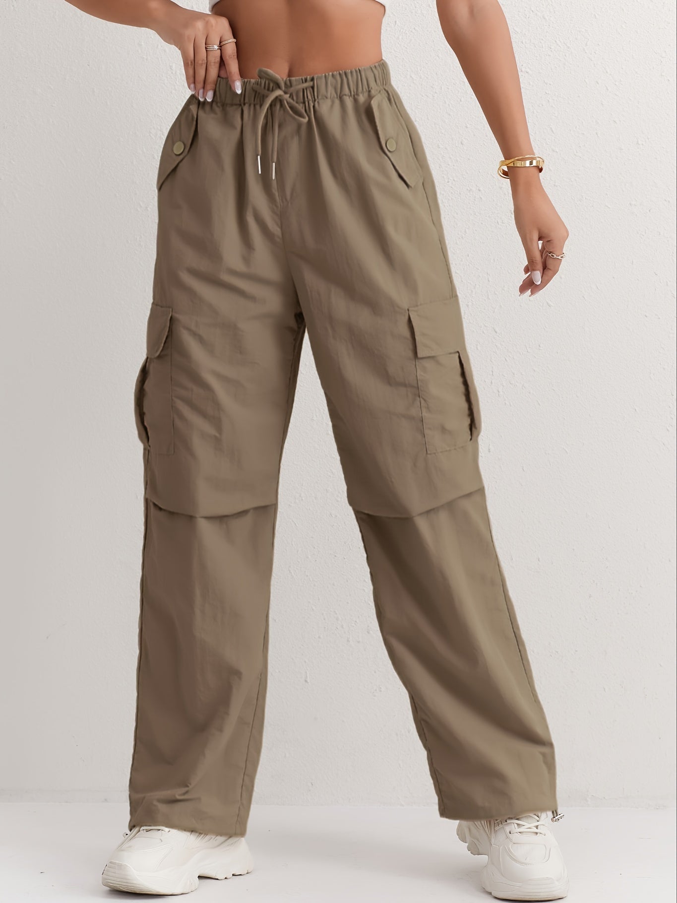 Giselle - Casual Cargo Pants with Slant Pockets and Straight Leg for Women