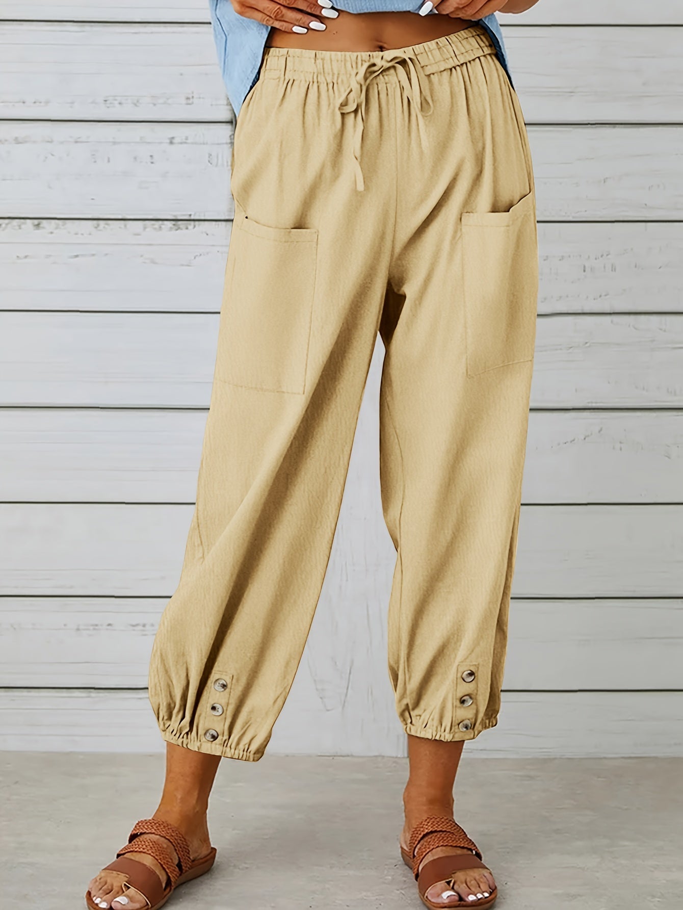 Faith - Wide Leg Capri Pants with Loose fit and Drawstring Waist for Women