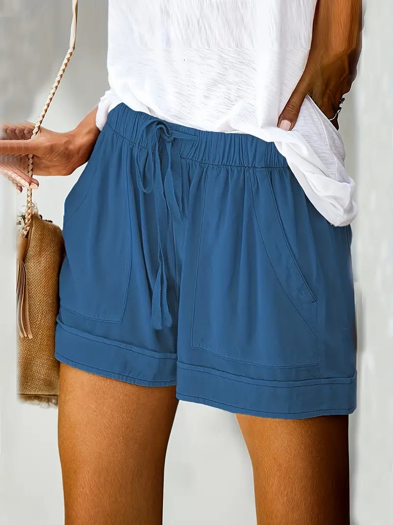 Margaret - Drawstring Elastic Waist Shorts with Pockets for Women