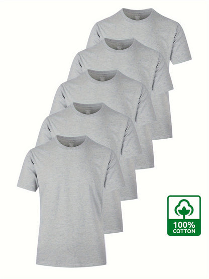 Thomas - 5pcs 100% Cotton Solid T-Shirt for Men