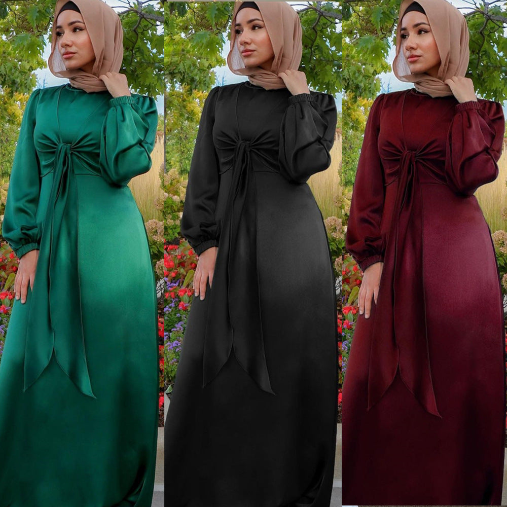 Vanessa – Satin Hijab Dress with High Waist