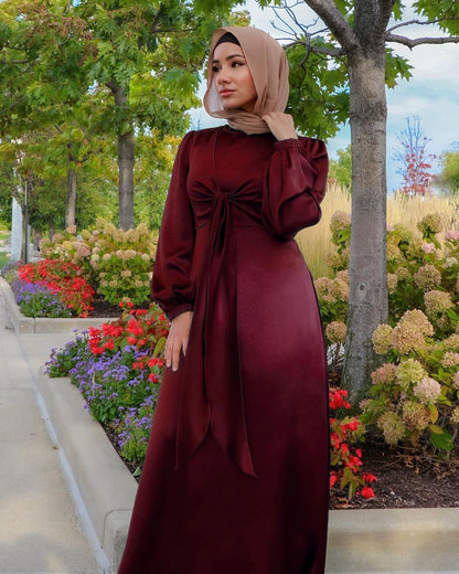 Vanessa – Satin Hijab Dress with High Waist