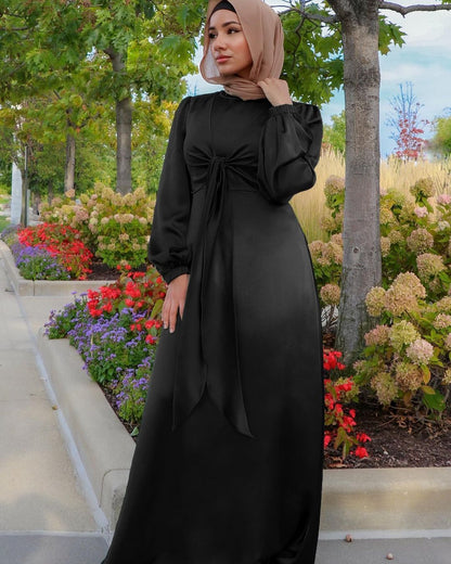 Vanessa – Satin Hijab Dress with High Waist