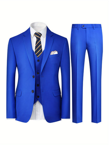 Samuel - 3pcs Business Style Suit Set with Blazer Jacket + Vest + Pants for Men