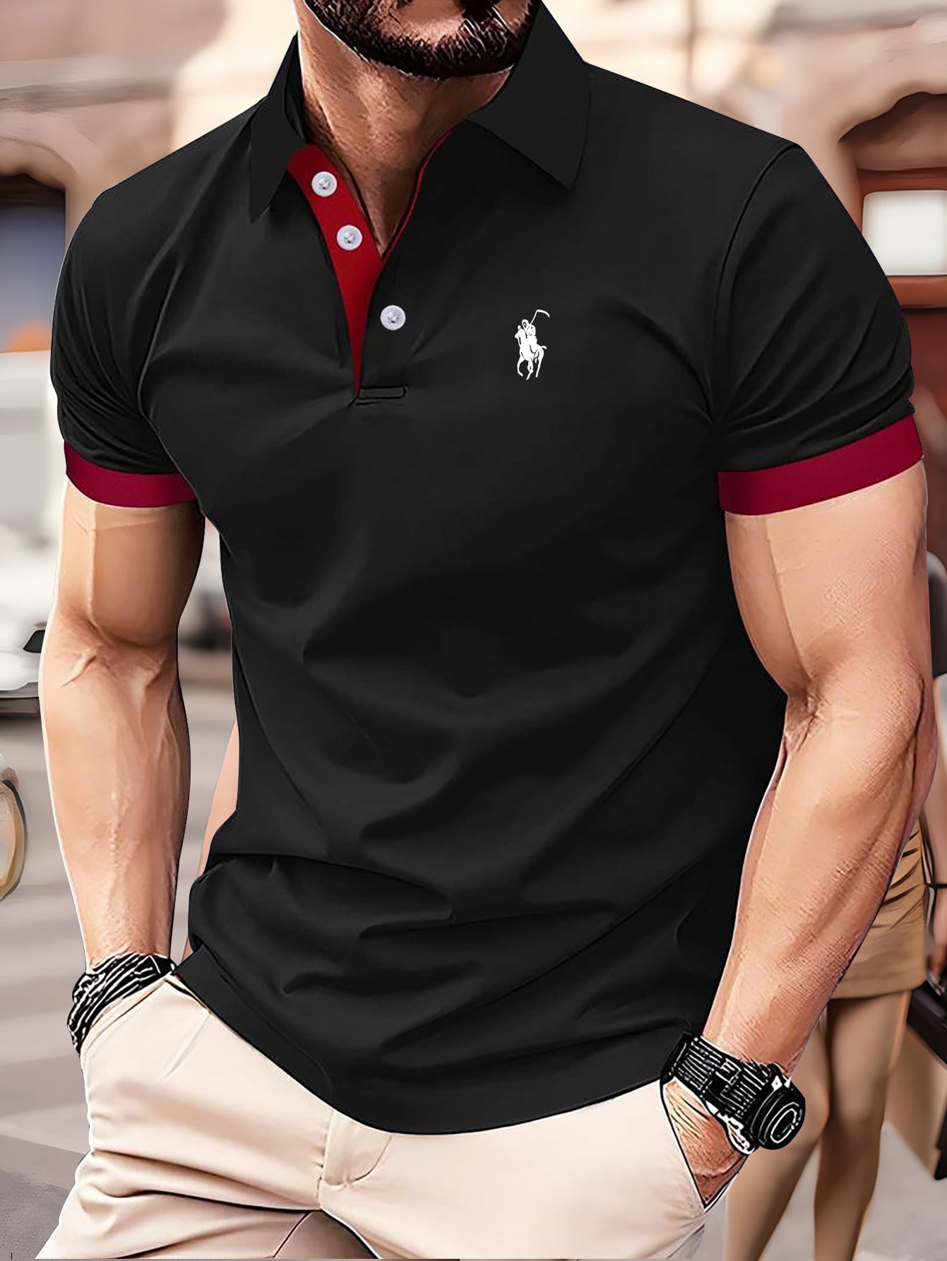 Jeppe - Casual Polo Shirt with Graphic Print for Men