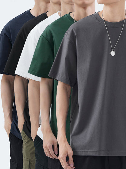 Clayton - 5pcs Cotton T-Shirts with Crew Neck for Men