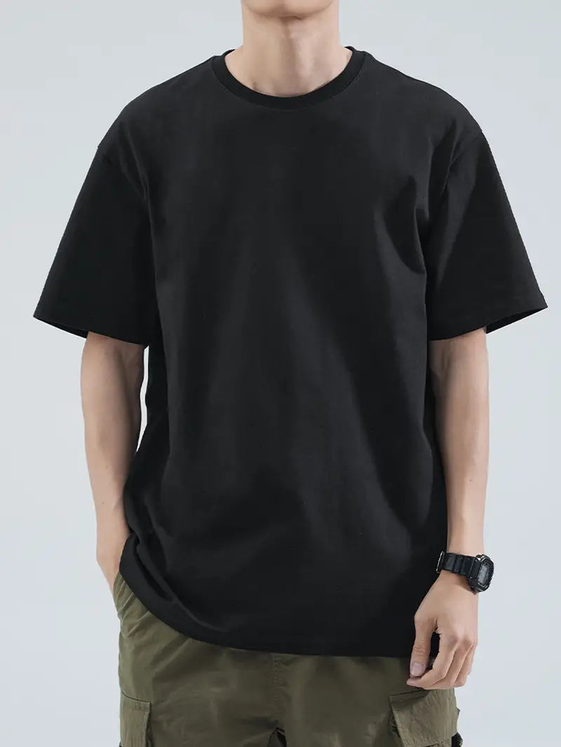 Liam - 4pcs Casual T-Shirts with Cotton Blend and Crew Neck for Men