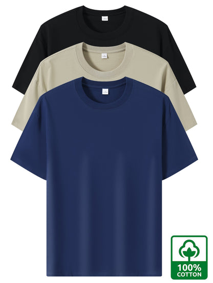 Claus - 3pcs 100% Cotton Solid T-shirt for Men