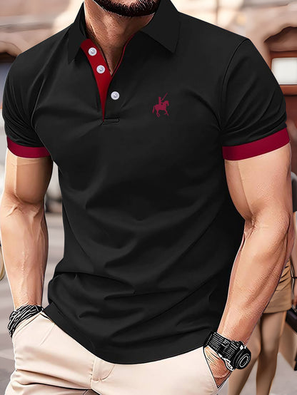 Lucas - Casual Polo Shirt with Horse Print for Men