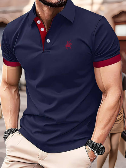 Lucas - Casual Polo Shirt with Horse Print for Men