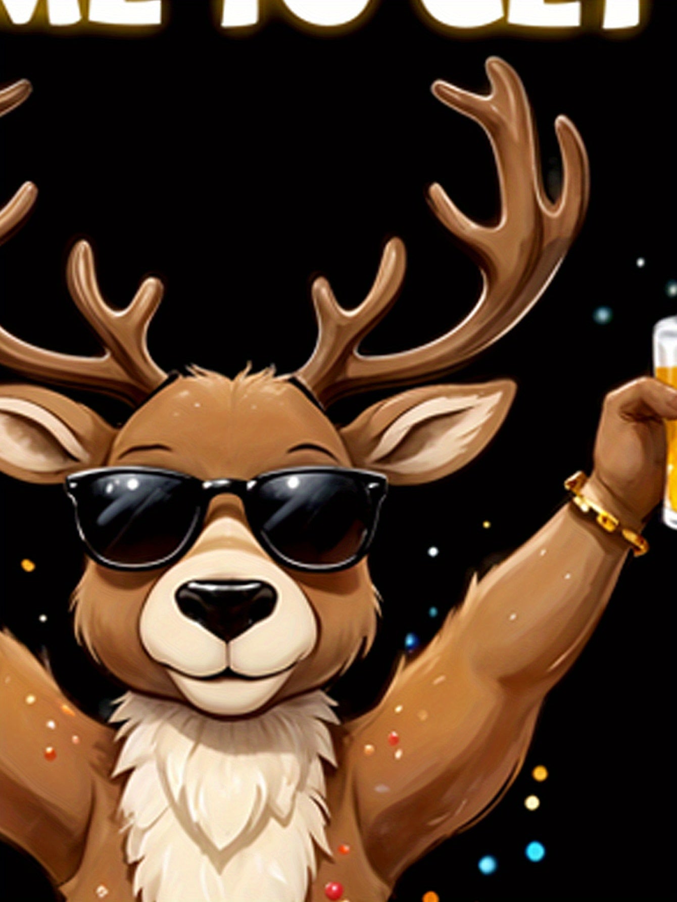 Kenneth - Casual T-Shirt with Festive Christmas Deer & Beer 3D Print for Men