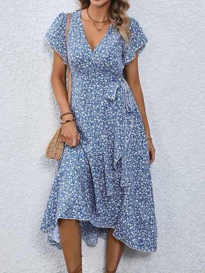 Vanessa - Midi Dress with Ruffle Hem and Floral Print for Women