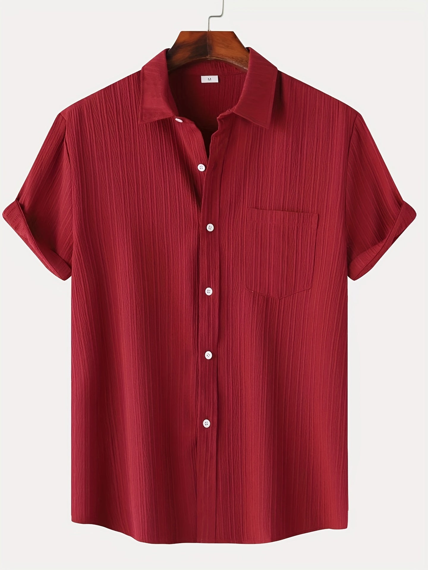 Ramsie - Casual Textured Shirt with Button Up and Chest Pocket for Men