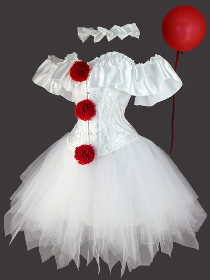 Sophie - Halloween Pennywise Clown Costume Set with Corset and Tutu Skirt for Women