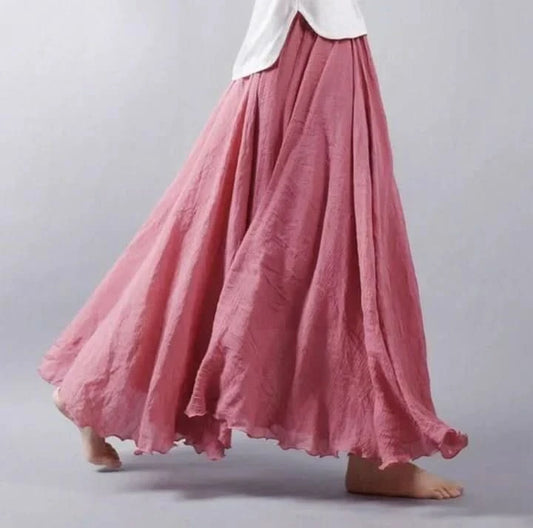 Serena - Women's High-Waisted Linen Maxi Skirt