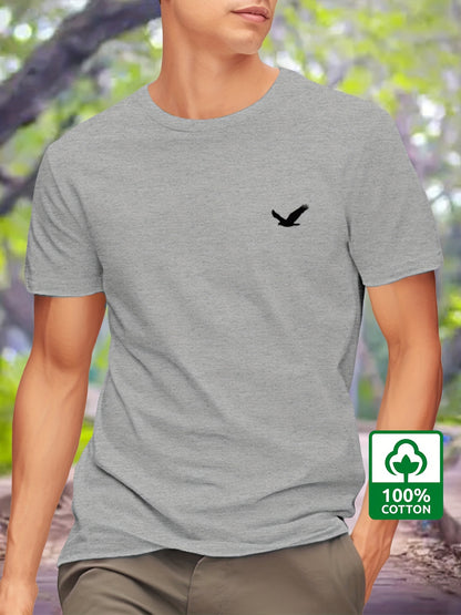 William - Casual Cotton T-Shirt with Printed Bird Design for Men