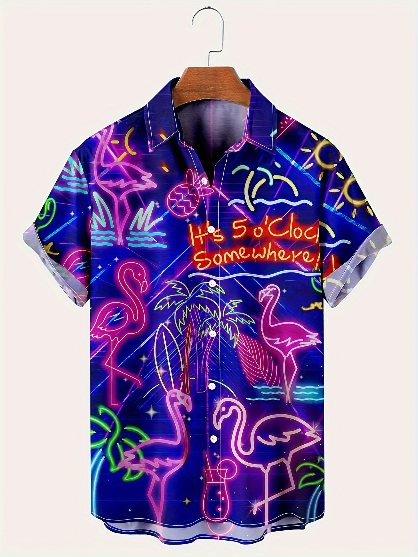 Terence – Men's Flamingo Print Short Sleeve Shirt