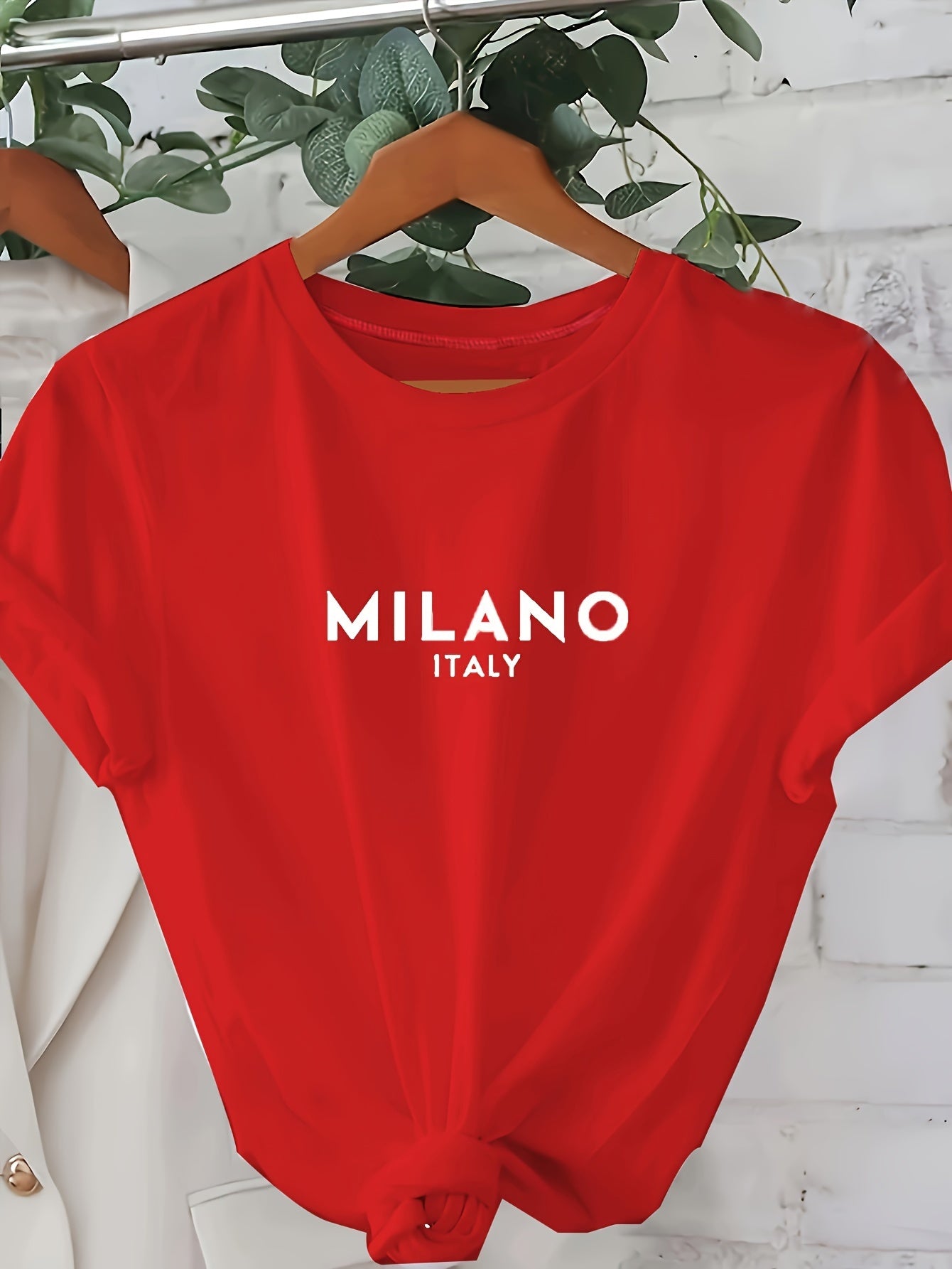 Mia - Casual T-shirt with Milano Letter Print for Women