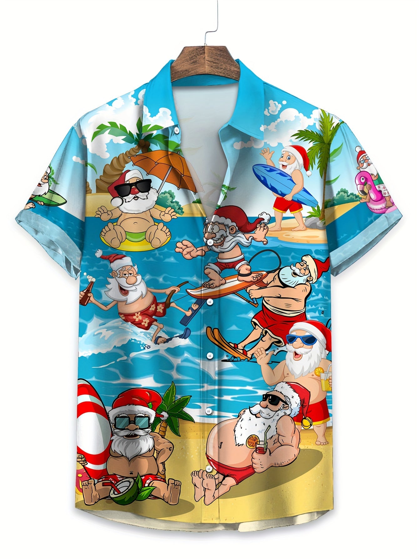 Ethan - Shirt with Christmas Themed Cartoon Figures Print for Men