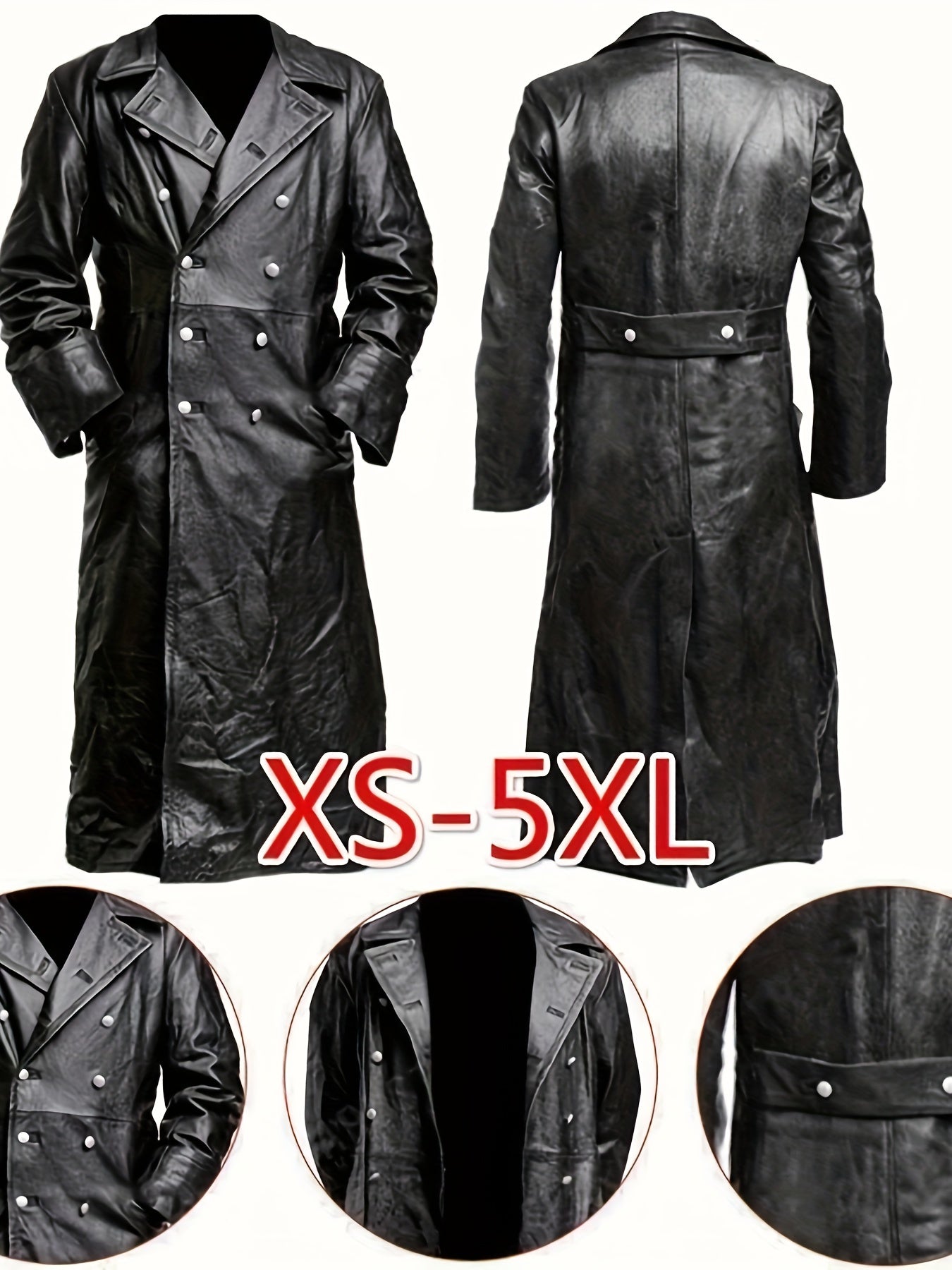 Guy – Men's Double-Breasted Long PU Leather Windbreaker