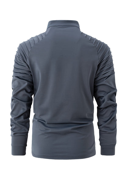 Roy – Men's Long Sleeve Golf Shirt with Stand Collar and Half Zip