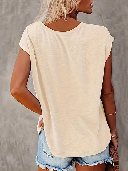 Emma - V-neck Cap Sleeve T-Shirt