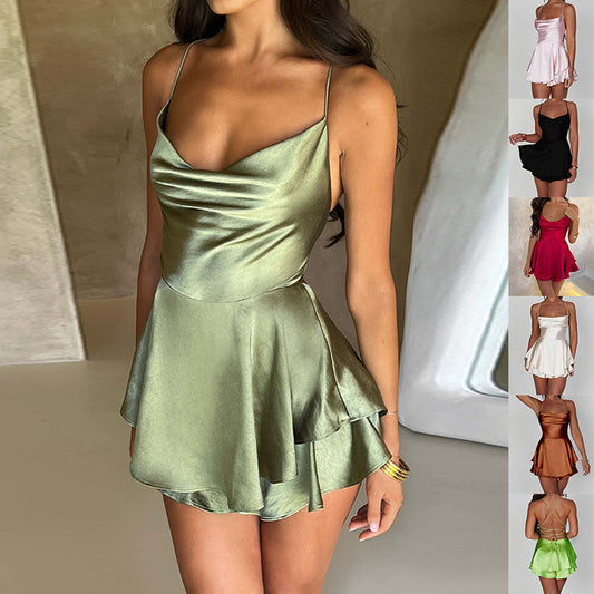 Janet – Elegant Satin A-Line Backless Dress