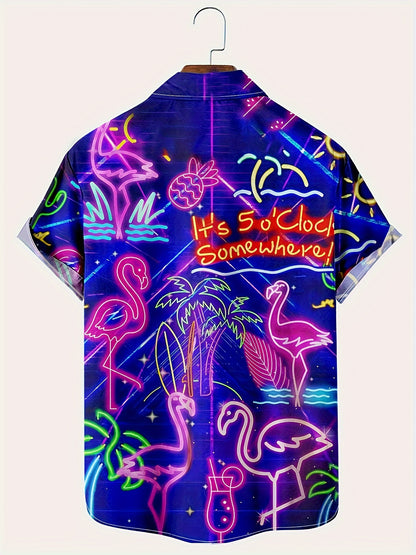 Terence – Men's Flamingo Print Short Sleeve Shirt