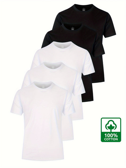 Thomas - 5pcs 100% Cotton Solid T-Shirt for Men