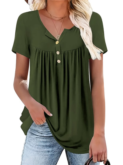 Marie - V Neck Blouse with Button Front for Women