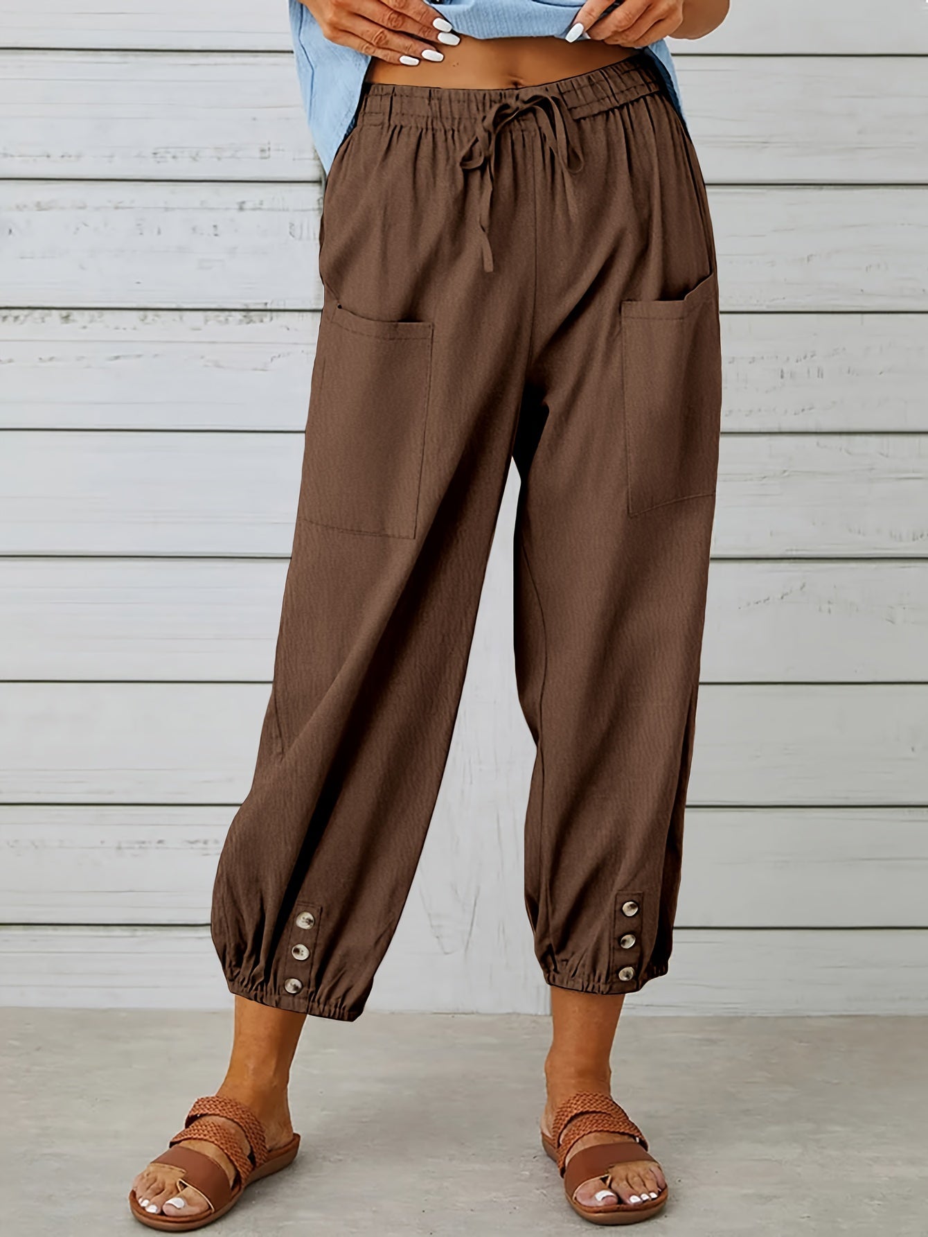 Faith - Wide Leg Capri Pants with Loose fit and Drawstring Waist for Women